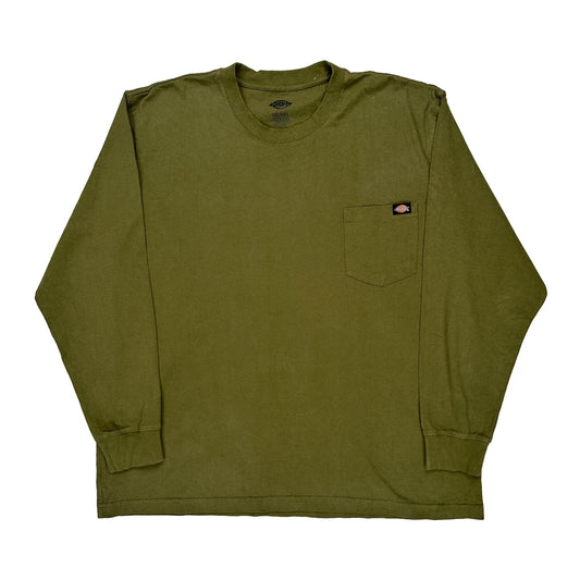 Dickies Long Sleeve T-Shirt - 2XL Green Cotton