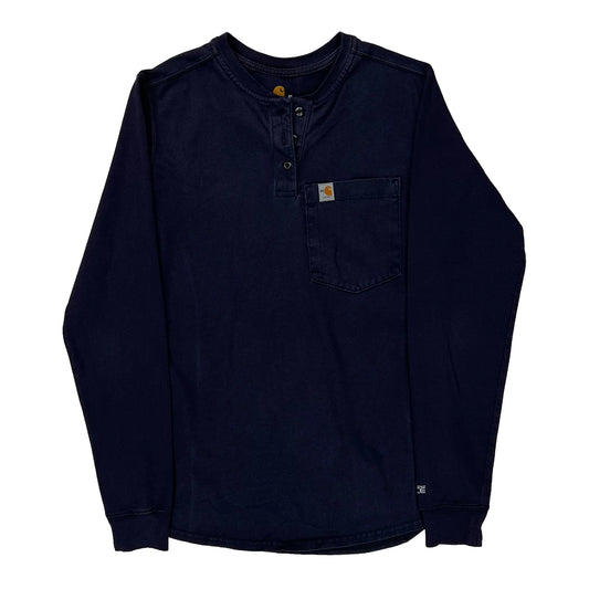 Carhartt Long Sleeve T-Shirt - XS Navy Cotton