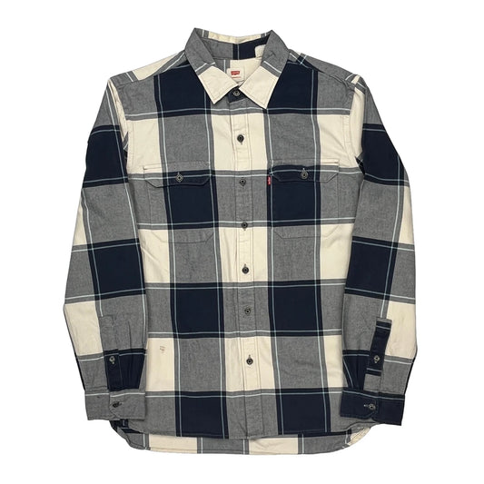 Levis Checked Flannel Shirt - Large Blue Cotton