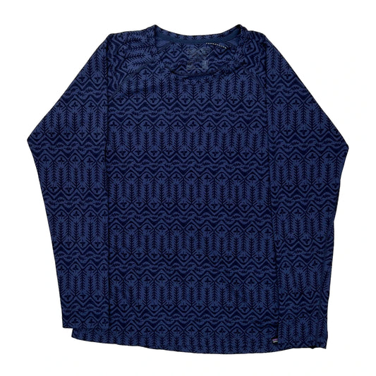Patagonia Long Sleeve T-Shirt - XL Blue Polyester