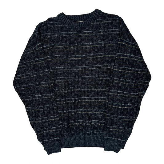 Munsingwear Striped Jumper - Large Black Acrylic