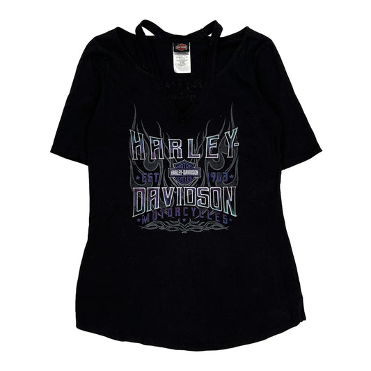 Pig Trail Harley Davidson Graphic T-Shirt - Medium Black Cotton