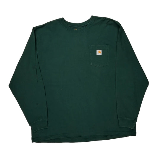 Carhartt Long Sleeve T-Shirt - 2XL Green Cotton