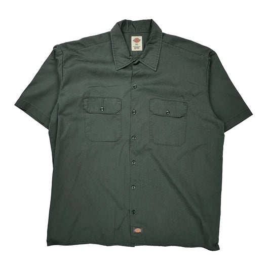 Dickies Short Sleeve Shirt - XL Green Polyester Blend