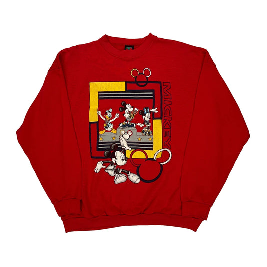 Made In USA Mickey Unlimited Cartoon Sweatshirt - XL Red Cotton