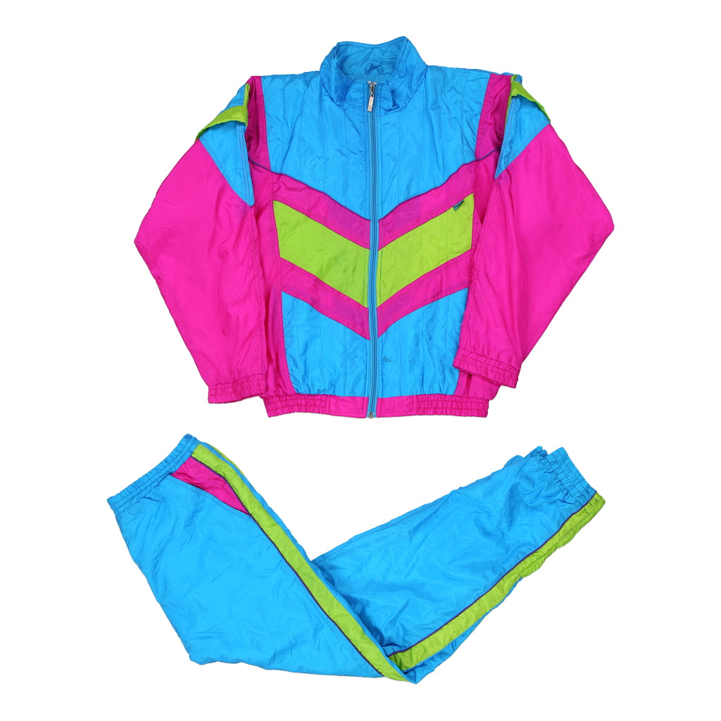 1980s Twist Full Shell Tracksuit - Large Block Colour Nylon – Thrifted.com