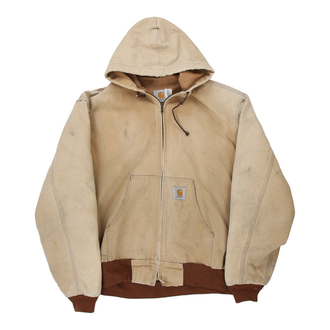 Vintage 00s White Carhartt Pullover Embroidered Jacket XL