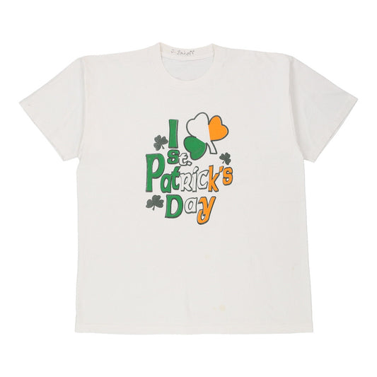 Vintage white Single Stitch St. Patrick's Day Unbranded T-Shirt - mens large
