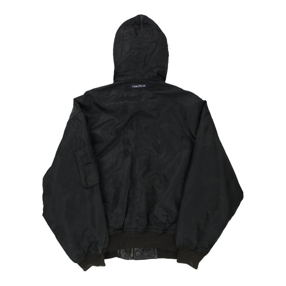Vintage black Nautica Leather Jacket - mens xx-large