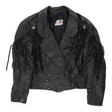  Vintage black Global Identity Leather Jacket - womens medium