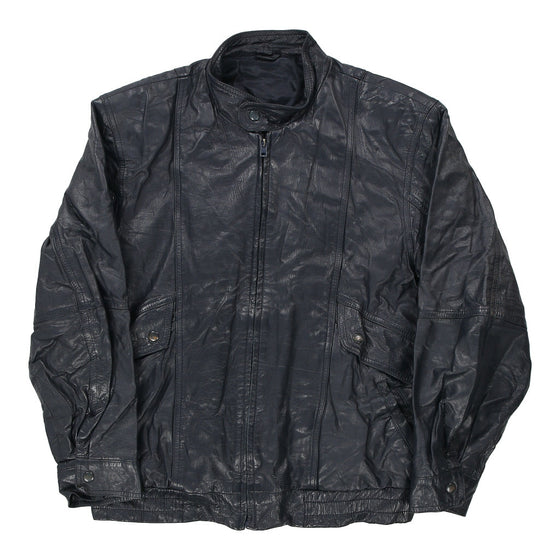 Vintage navy Unbranded Leather Jacket - mens medium