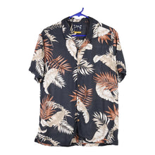  Vintage black Denim & Flower Hawaiian Shirt - mens large