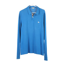  Vintage blue Burberry Brit Long Sleeve Polo Shirt - mens large