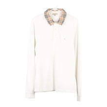  Vintage white Burberry London Long Sleeve Polo Shirt - mens large