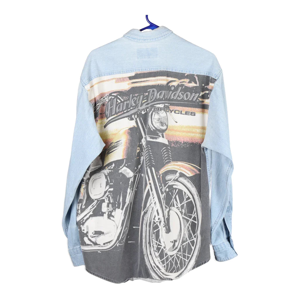  Vintage blue Harley Davidson Denim Shirt - mens large