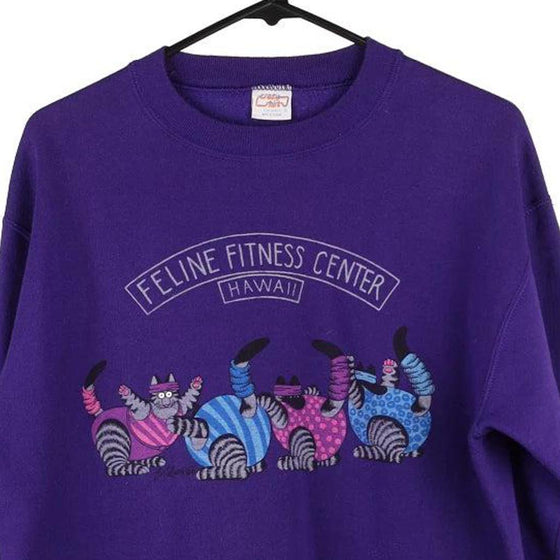 Vintage purple Feline Fitness Center  Crazy Shirts Sweatshirt - womens medium