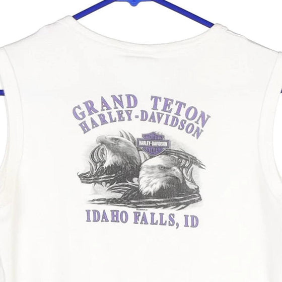 Vintage white Grand Teton, Idaho Falls, ID Harley Davidson Crop Top - womens medium