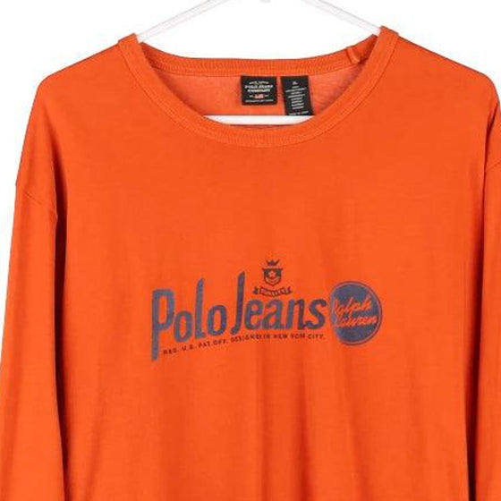 Vintage orange Ralph Lauren Long Sleeve T-Shirt - mens x-large