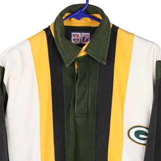 Vintage block colour Green Bay Packers Logo 7 Rugby Shirt - mens x-large
