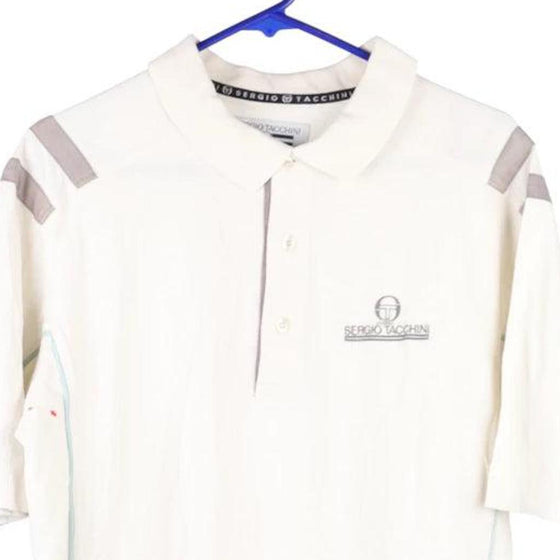 Vintage white Bootleg Sergio Tacchini Polo Shirt - mens large