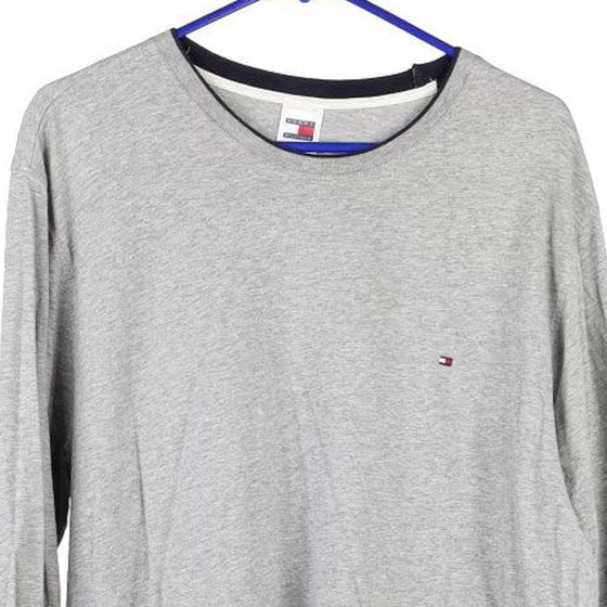 Vintage grey Tommy Hilfiger Long Sleeve T-Shirt - mens large