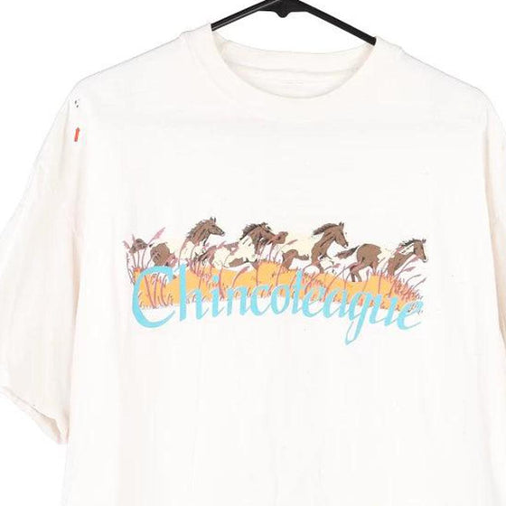 Vintage white Chincoteague Unbranded Hoodie - mens large
