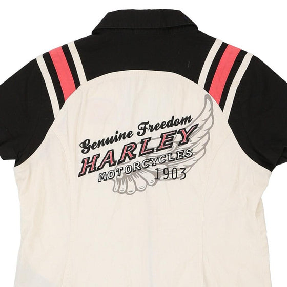 Vintage black & white Harley Davidson Short Sleeve Shirt - womens medium
