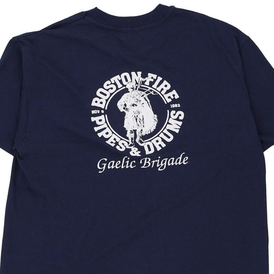 Vintage navy Boston Gaelic Fire Brigade Hanes T-Shirt - mens large