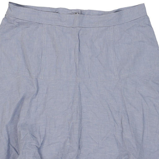 Marina Rinaldi Midi Skirt - 34W UK 14 Blue Cotton - Thrifted.com