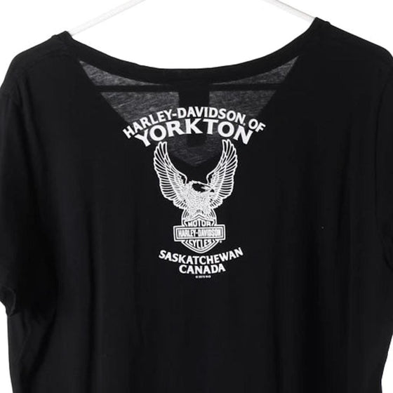 Vintage black Yorkton, Saskatchewan Harley Davidson T-Shirt - womens x-large