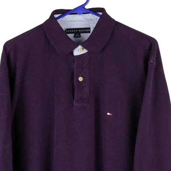 Vintage purple Tommy Hilfiger Long Sleeve Polo Shirt - mens large