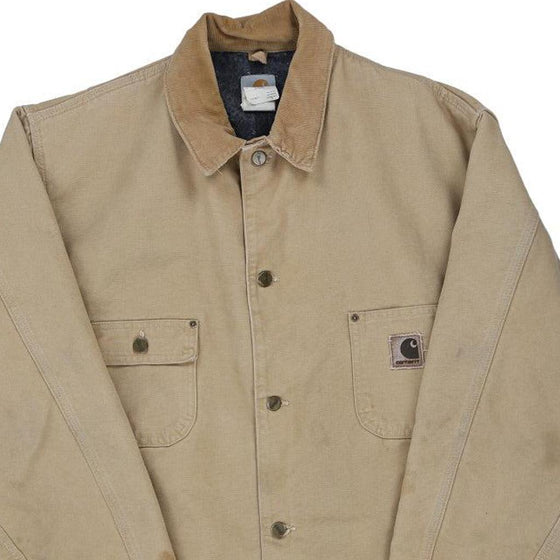 Heavily Worn Carhartt Tall Jacket - XL Beige Cotton - Thrifted.com