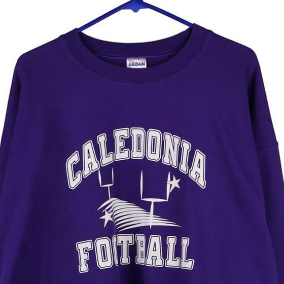 Caledonia Football Gildan Sweatshirt - XL Purple Cotton Blend - Thrifted.com