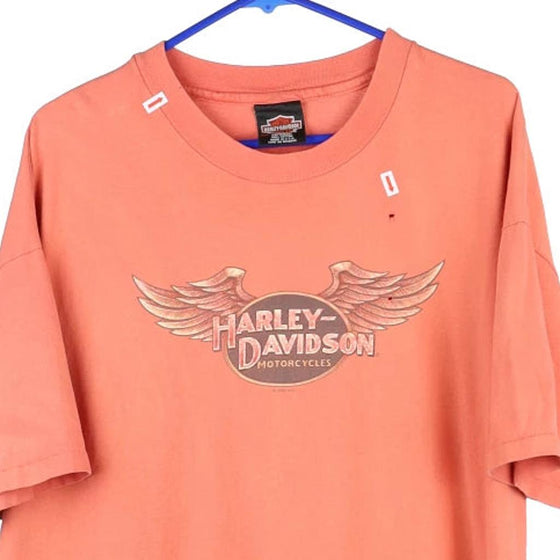 Vintage orange New Lothrop, Michigan Harley Davidson T-Shirt - mens xx-large