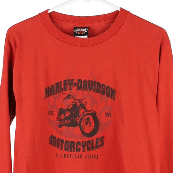 Vintage orange Fletcher's Clearwater Beach, Florida Harley Davidson Long Sleeve T-Shirt - womens large