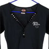 Vintage black Chariton, Iowa Harley Davidson Long Sleeve T-Shirt - womens medium