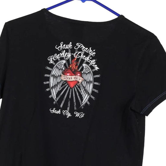 Vintage black Sauk City, Wisconsin Harley Davidson T-Shirt - womens x-large