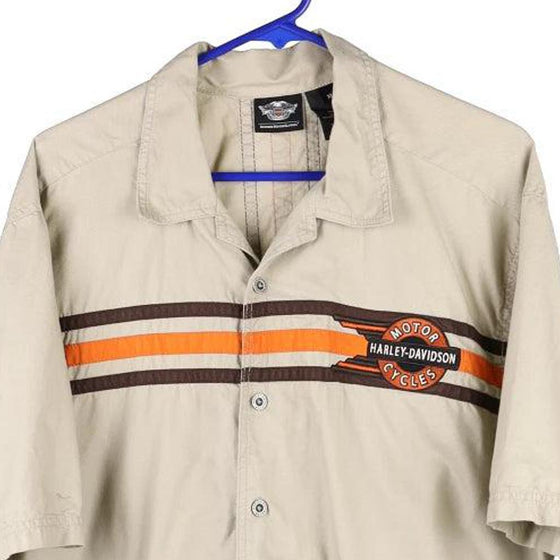 Vintage beige Harley Davidson Short Sleeve Shirt - mens x-large