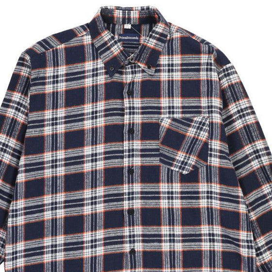 Primo & Secondo Checked Flannel Shirt - 2XL Blue Polyester - Thrifted.com