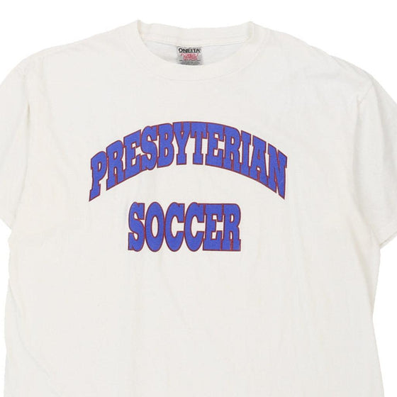 Vintage white Presbyterian Soccer Oneita T-Shirt - mens x-large