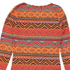 Rainbow V-neck Midi Dress - Medium Orange Cotton Blend - Thrifted.com
