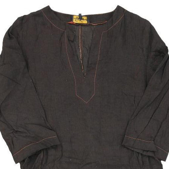 Luisa Spagnoli Shirt Dress - Small Black Linen - Thrifted.com