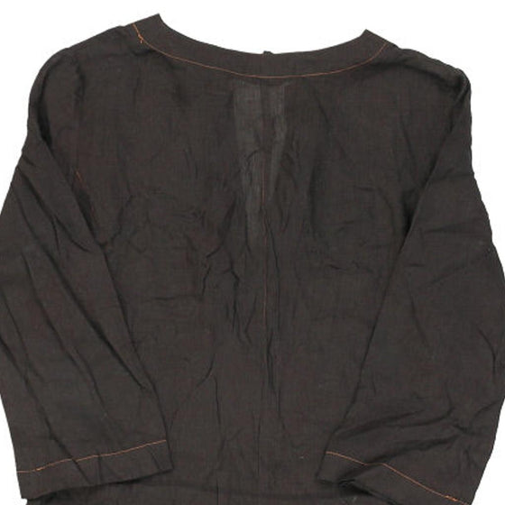 Luisa Spagnoli Shirt Dress - Small Black Linen - Thrifted.com