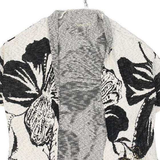 Desigual Floral Cardigan - XL Black & White Cotton Blend - Thrifted.com