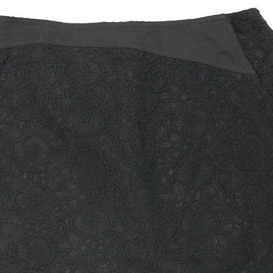 Edith Heim Midi Skirt - 28W UK 8 Black Polyester Blend - Thrifted.com