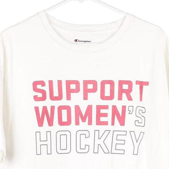 Vintage white Support Womens Hockey Champion T-Shirt - womens large