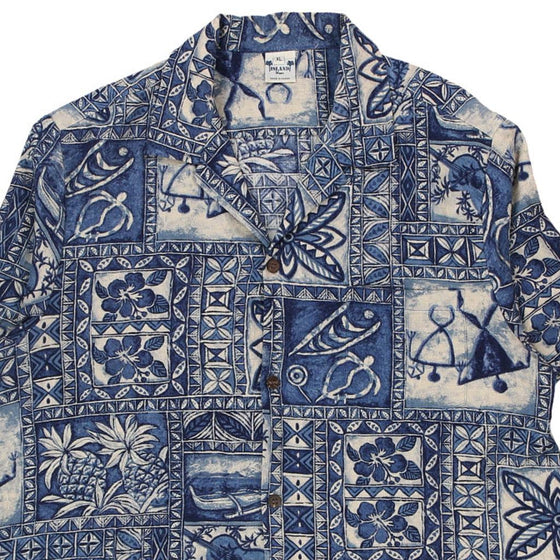 Vintage blue Island Hawaiian Shirt - mens x-large