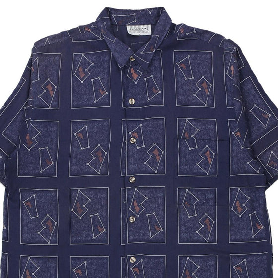 Vintage navy Expressions International Patterned Shirt - mens large
