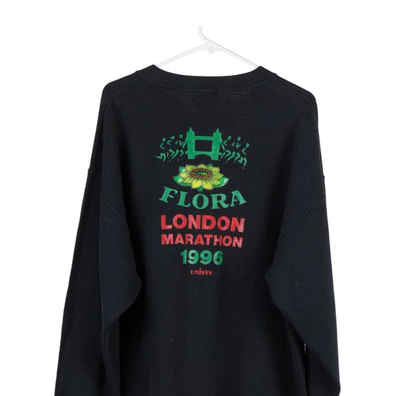 Vintage black Flora London Marathon 1996 Asics Sweatshirt - mens xx-large
