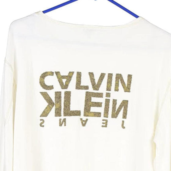 Vintage white Calvin Klein Jeans Long Sleeve T-Shirt - womens x-large